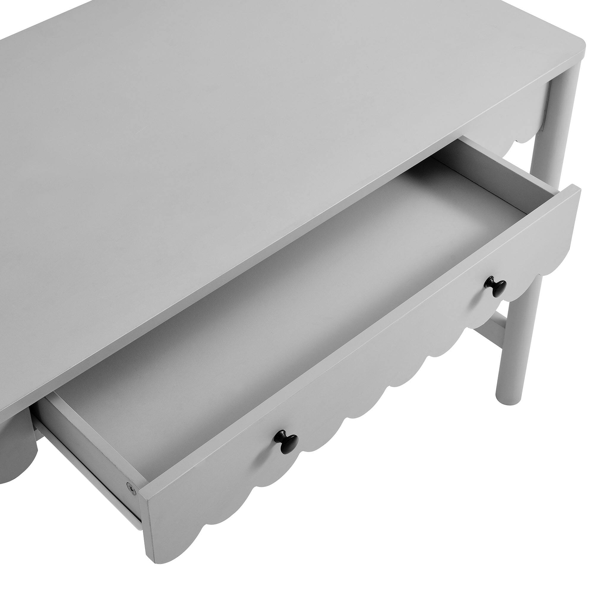 Alt View 5. Modway - Emmeline 1-Drawer Scallop Writing Desk by Modway - Light Gray.