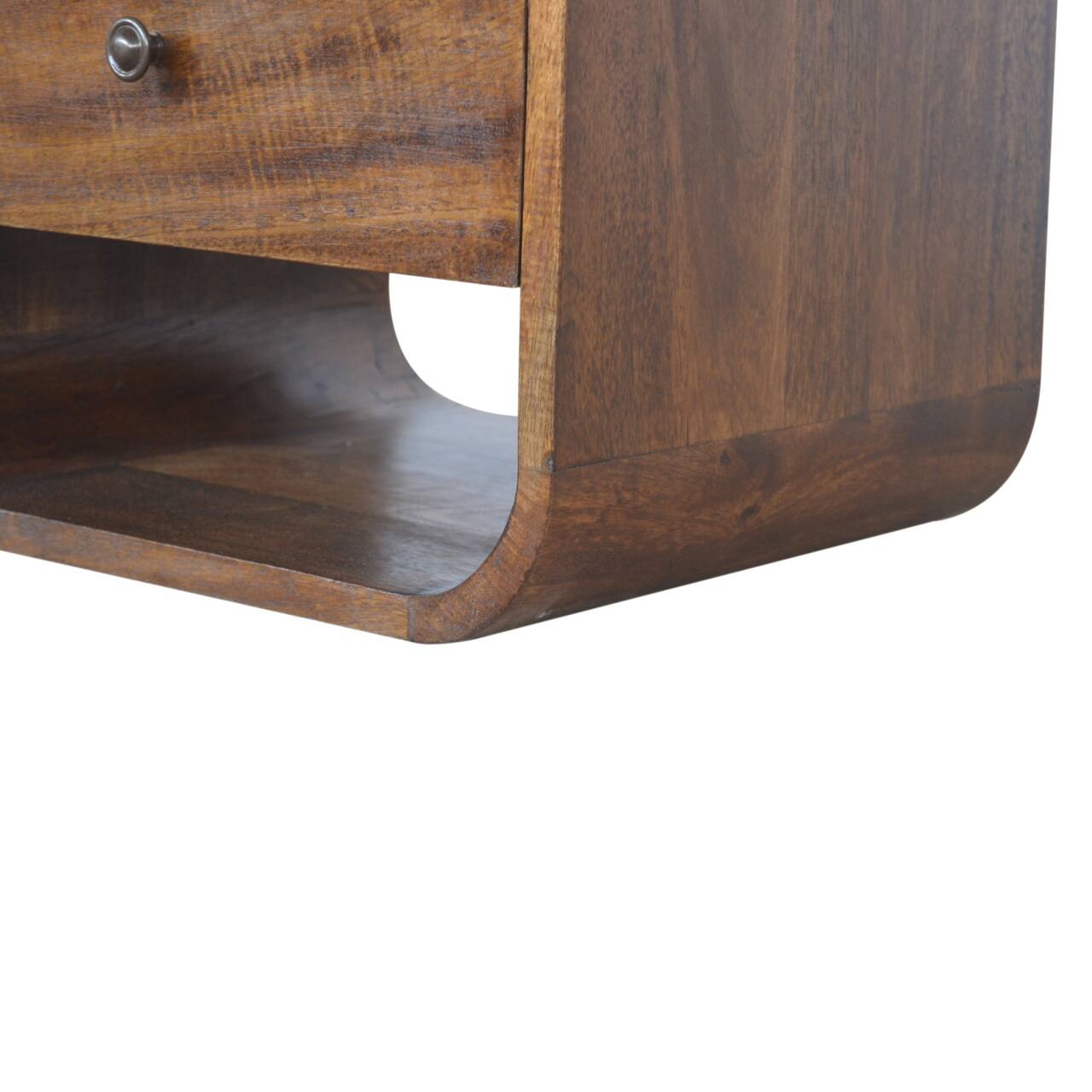Alt View 2. Artisan Furniture - Artisan Furniture Solid Wood Chestnut Curve Nightstand, 2 Drawer, 2 Open Slots, Dark Brown - Chestnut.