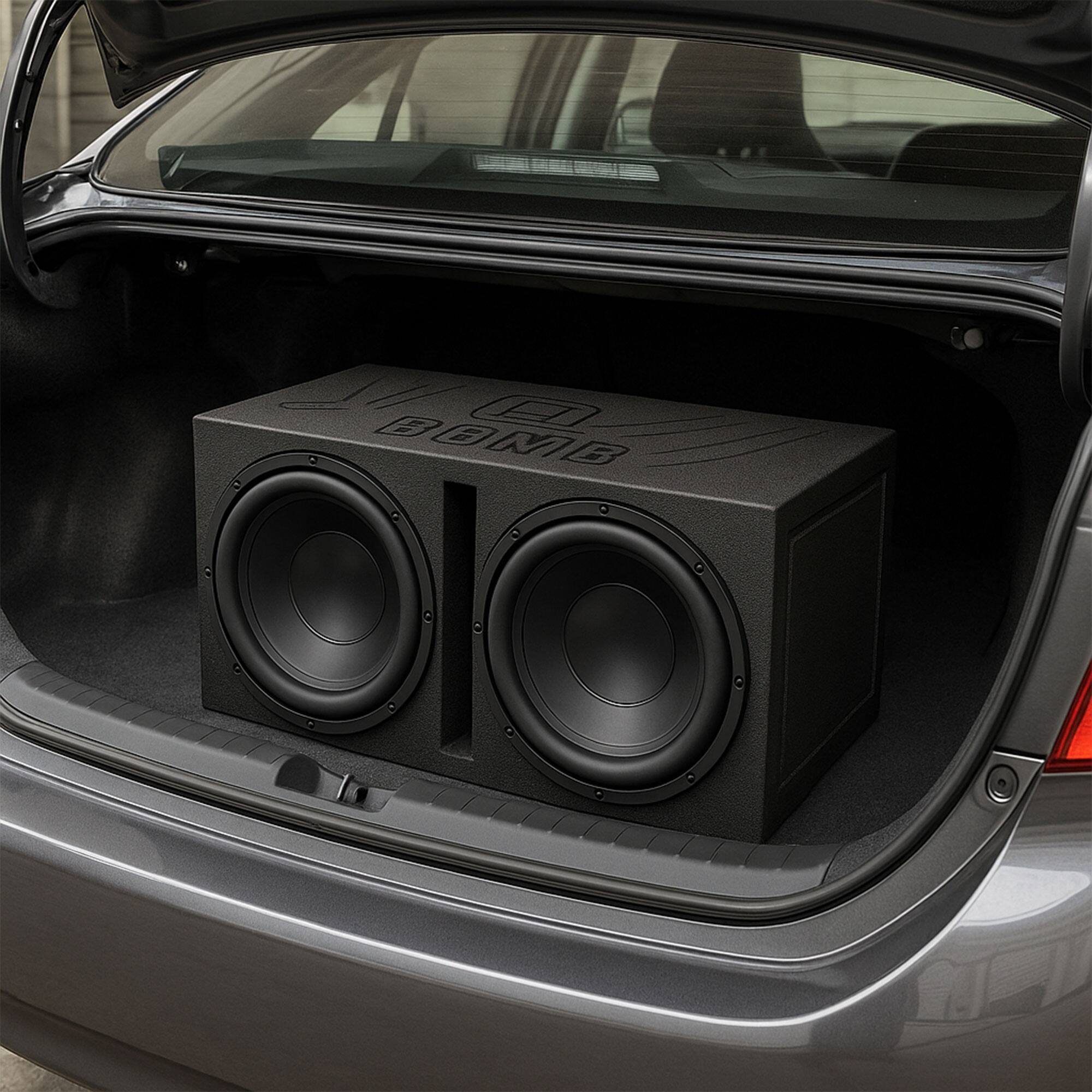 Alt View 3. QPower - QPower QBOMB12V Dual 12" Vented Ported Subwoofer Sub Box with Bedliner Spray - Black.