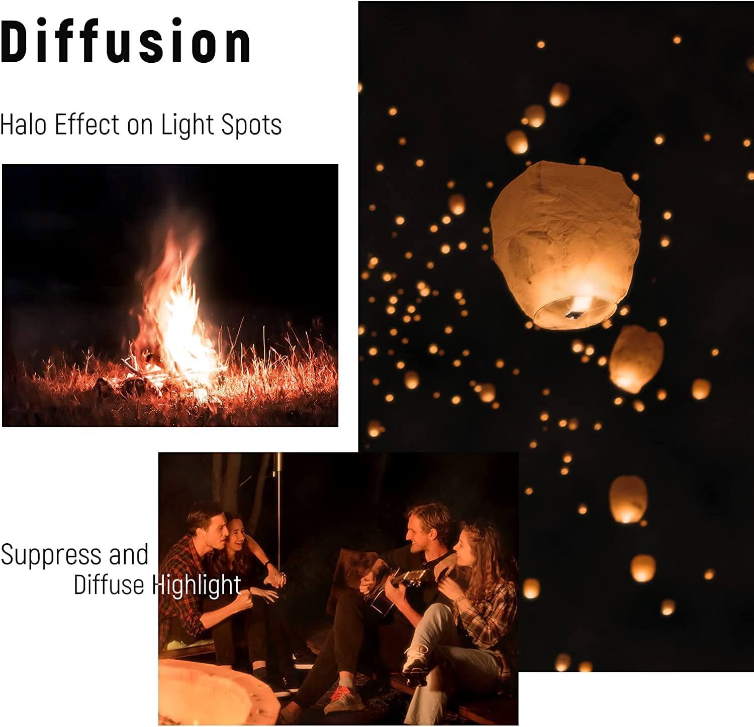 Diffusion

Halo Effect on Light Spots

Suppress and Diffuse Highlight