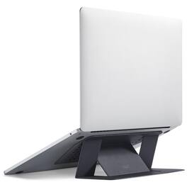 HongFei - Laptop Stand for Desk, Adhesive MacBook Computer Stand with 2 Adjustable Angles, Foldable and Portable - Jet Black
