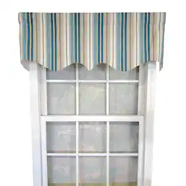 RLF Home - Elisa Stripe Regal 100% Cotton with Fully Lined 3" Rod Pocket High Quality Spot Clean Valance 50" x 17" - Blue