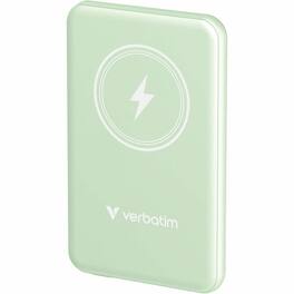 Verbatim - Charge 'n' Go Magnetic Wireless Power Bank 5000 mAh - Green - For Smartphone - 5000 mAh - 20 W - USB Type-C