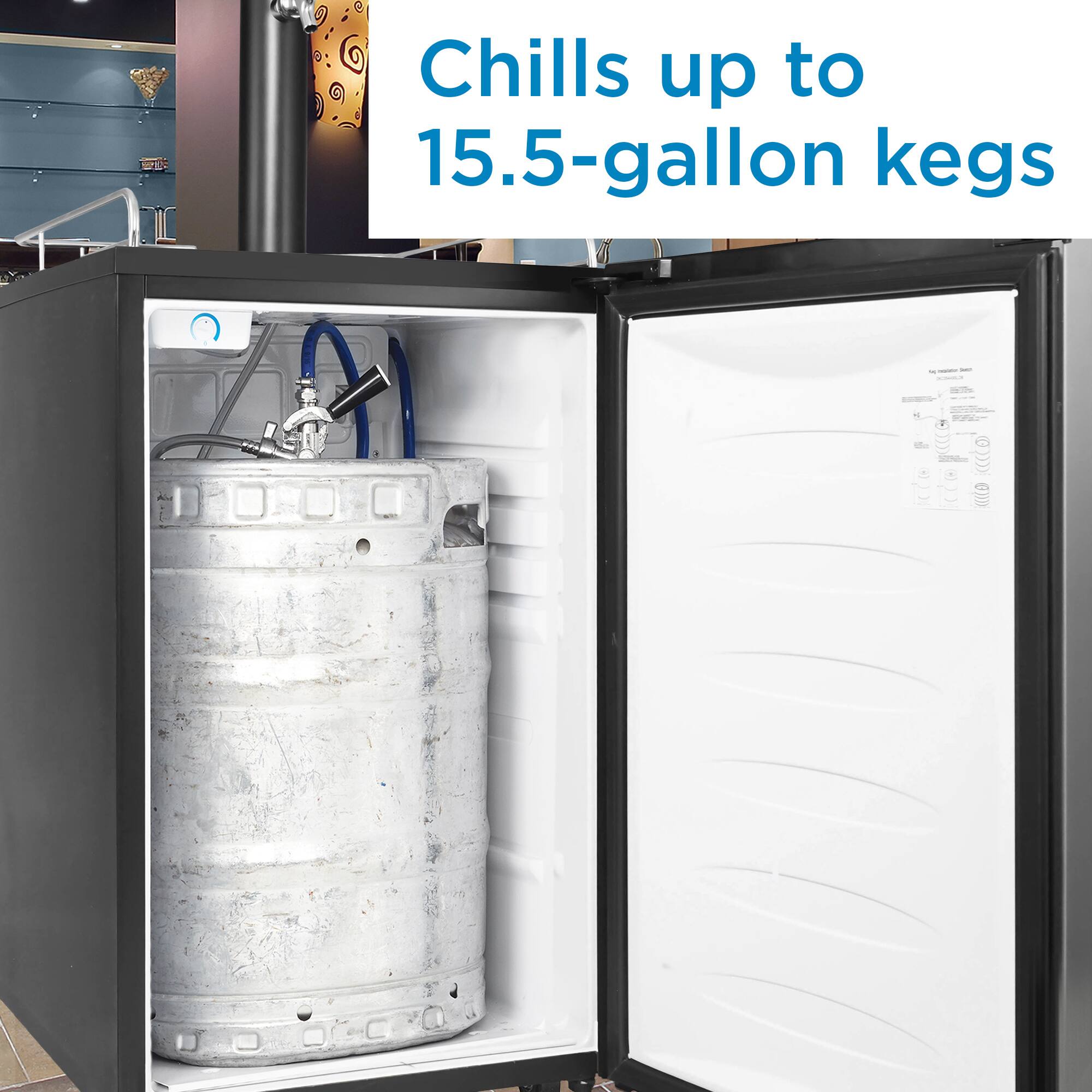 Chills up to 15.5-gallon kegs - Cool!