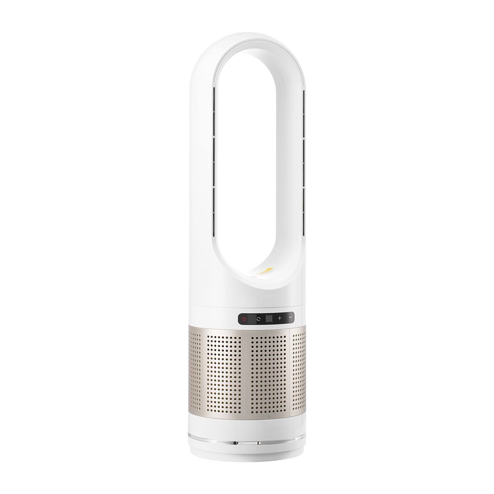 Alt View 4. HOMLUX - 34" Oscillating White Tower Fan 8H Timer 16.4ft/s High Velocity with Remote Control, Filter, Thermostat - White+Gold.