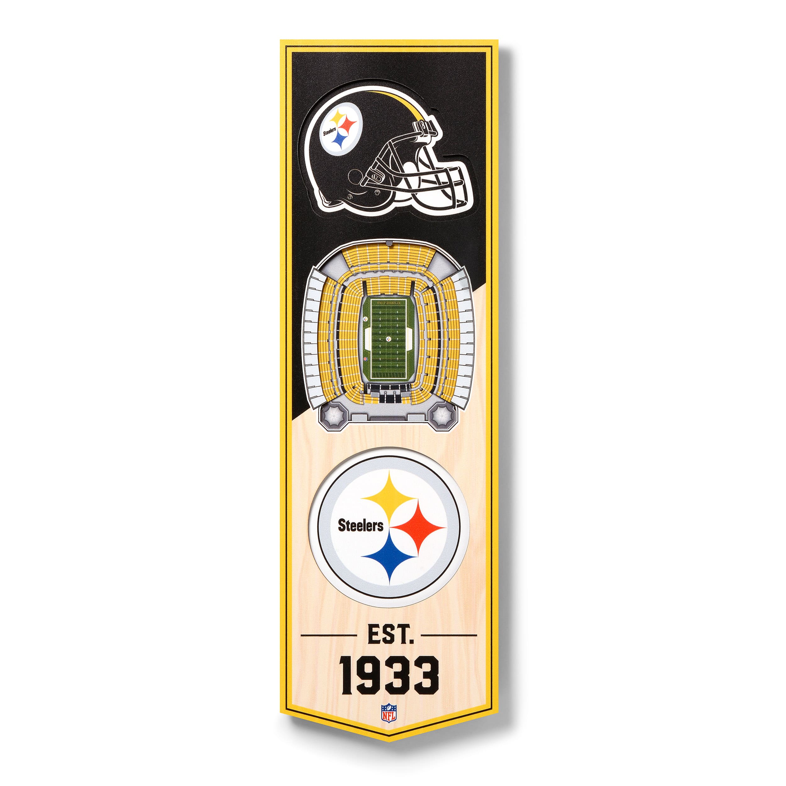 YouTheFan - Pittsburgh Steelers 6'' x 19'' 3D StadiumView Banner - Multicolor price history on PriceWatchPro