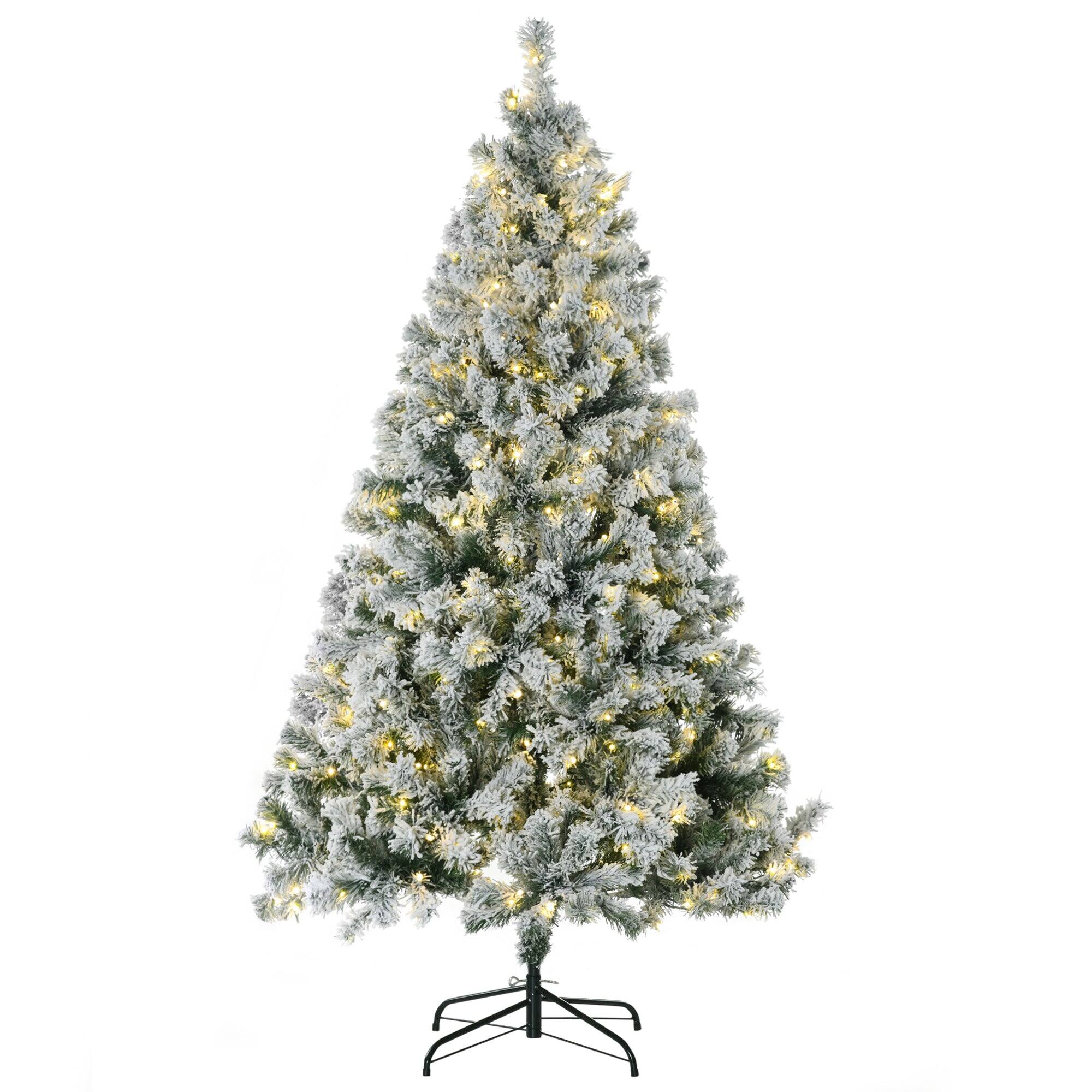 Alt View 5. Hivvago - 6ft Tall Prelit Artificial Christmas Tree Holiday DÃ©cor with 607 Snow Flocked Branches - Green.