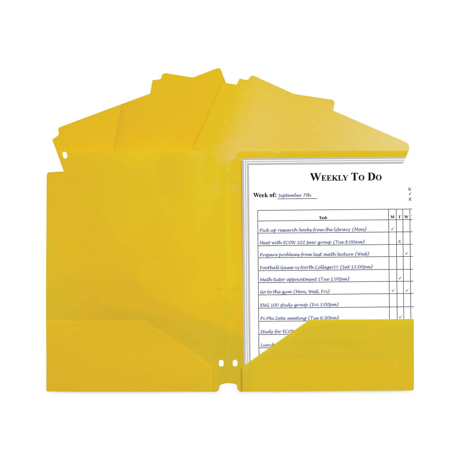C-Line Products - Two-Pocket Heavyweight Poly Portfolio Folder, 3-Hole Punch, 11 x 8.5, Yellow, 25/Box