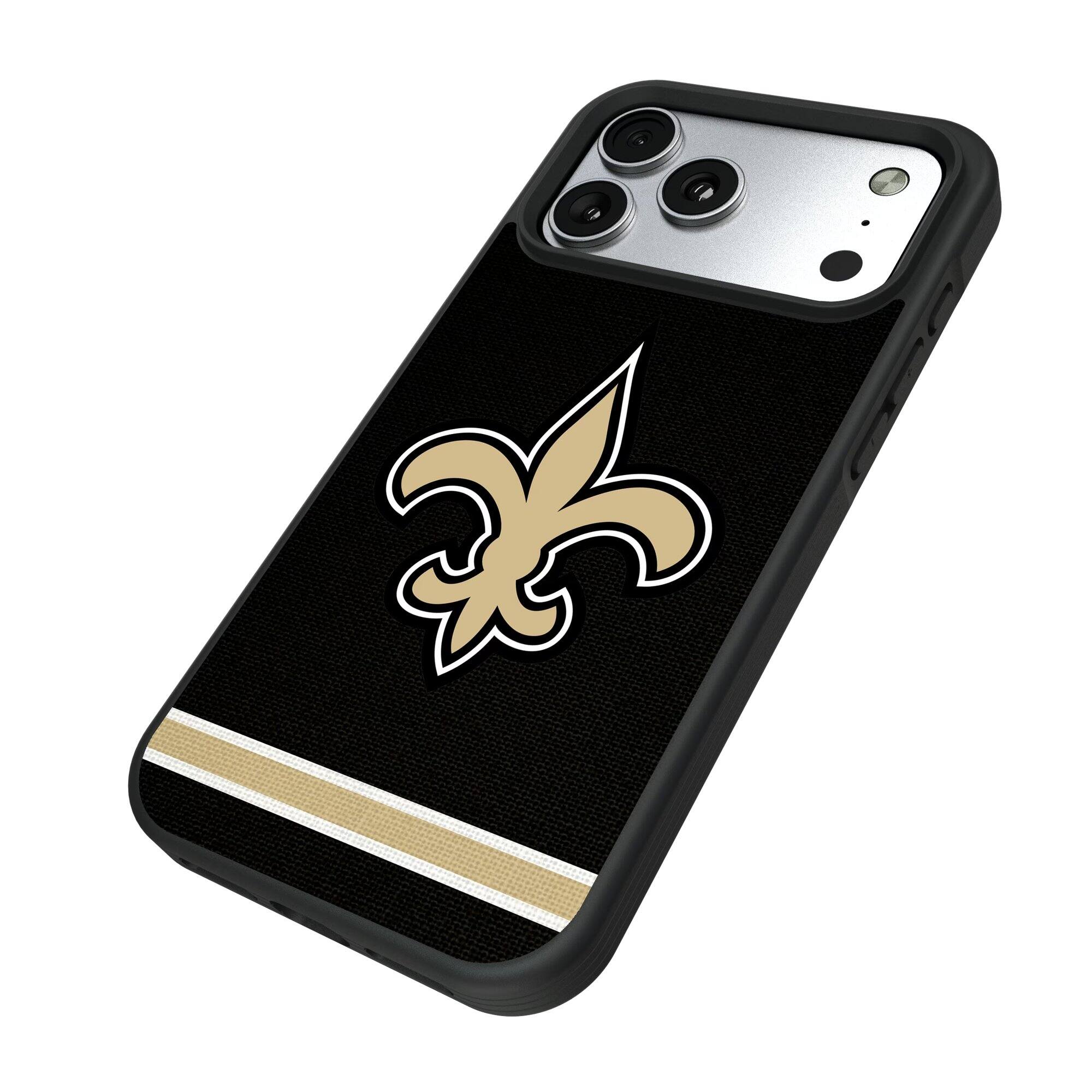 Alt View 1. Keyscaper - New Orleans Saints Bump Case with 8.2ft Drop Protection - 16 Plus - Multicolor.