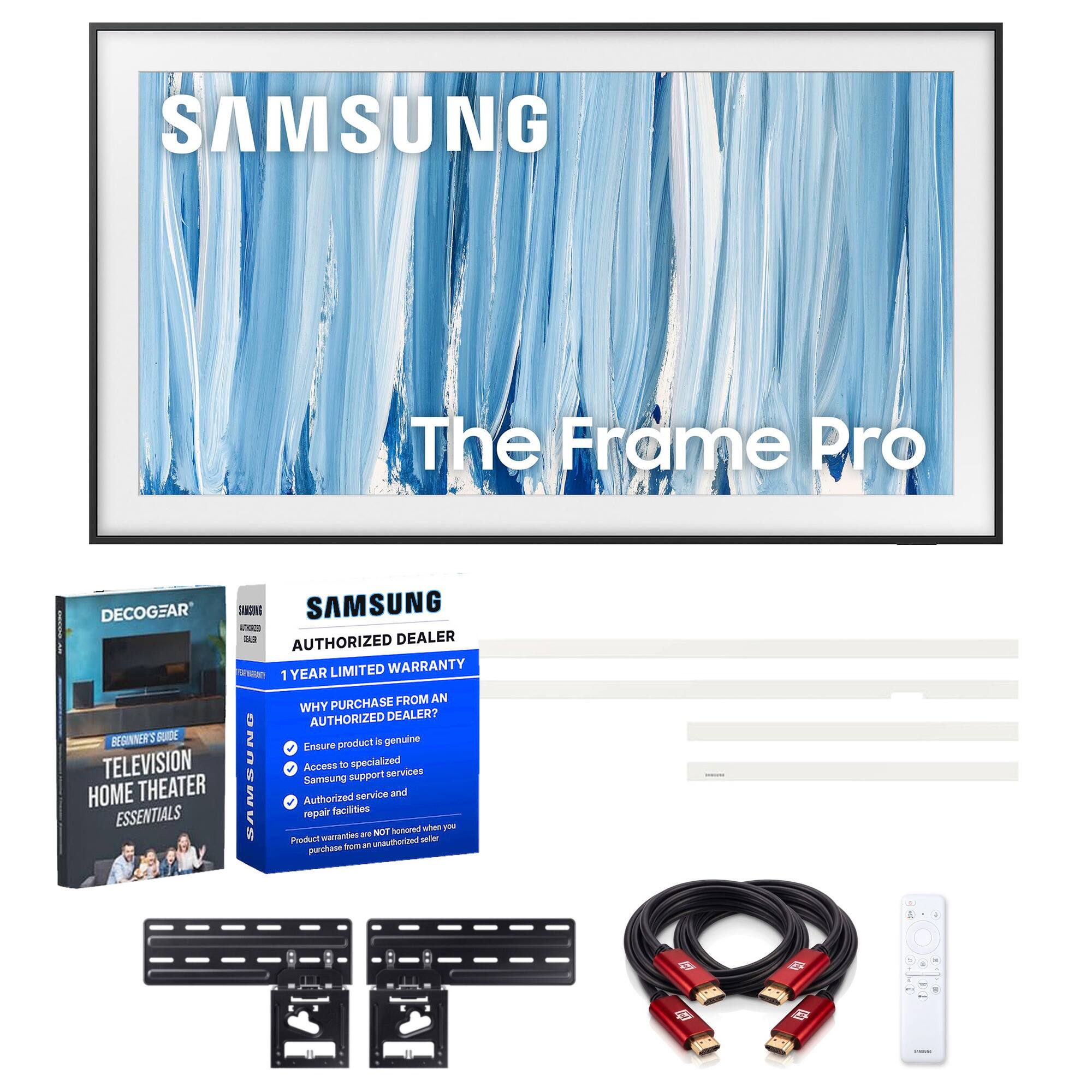 SAMSUNG  
The Frame Pro  

DECOGEAR SAMSUNG SAMSUNG ATHOKED 163 AUTHORIZED DEALER 1 YEAR LIMITED WARRANTY PURCHASE FROM AN AUTHORIZED DEALER? BEGINNER'S GUIDE is genuine Ensure product TELEVISION Access to specialized Samsung support services. HOME THEATER Authorized service and repair facilities NOT honored when you warranties are Product unauthorized seller fom an purchase