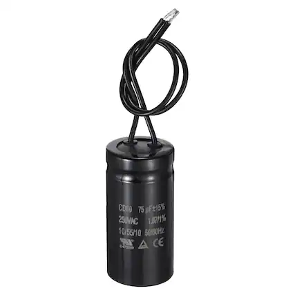 CD60 75 uF ±15% 250VAC 1.67/1% 10/55/10 50/60Hz IR CE E470889