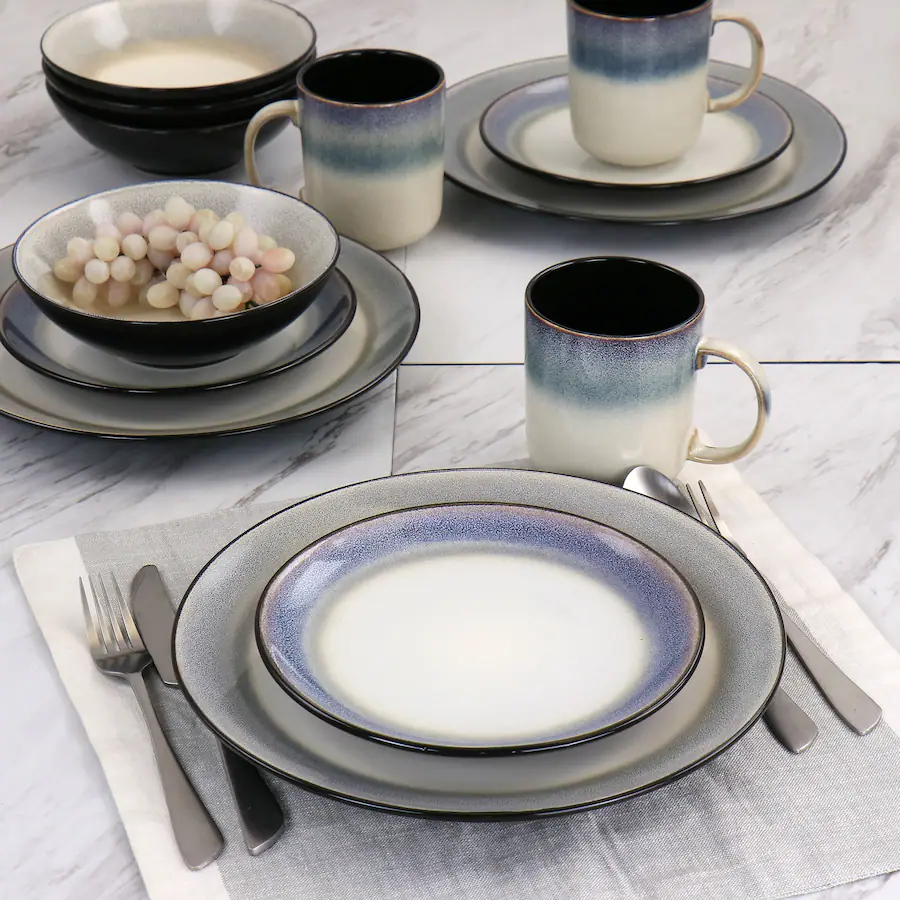 Gibson Elite Rings of Saturn 16 Piece Reactive Glaze Stoneware