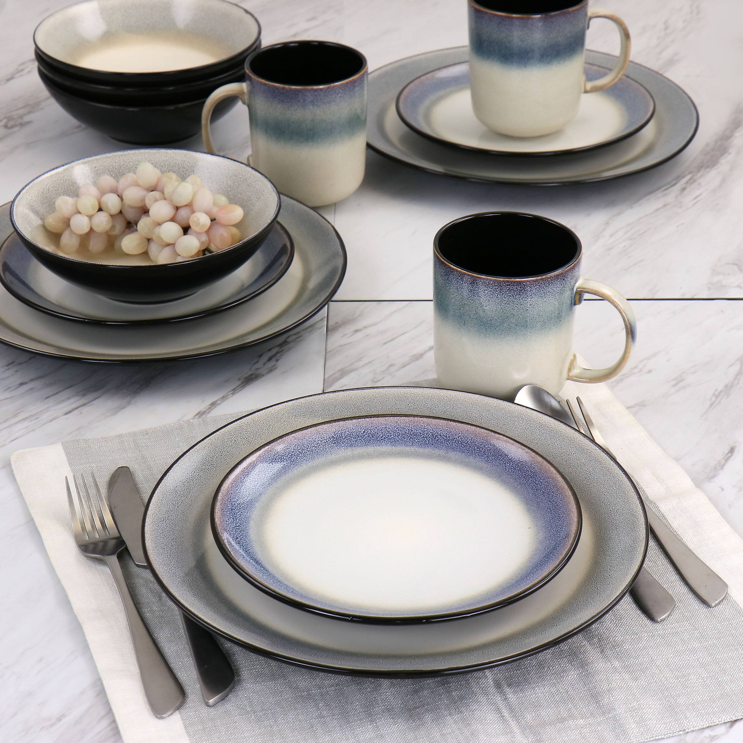 Gibson Elite Rings of Saturn 16 Piece Reactive Glaze Stoneware