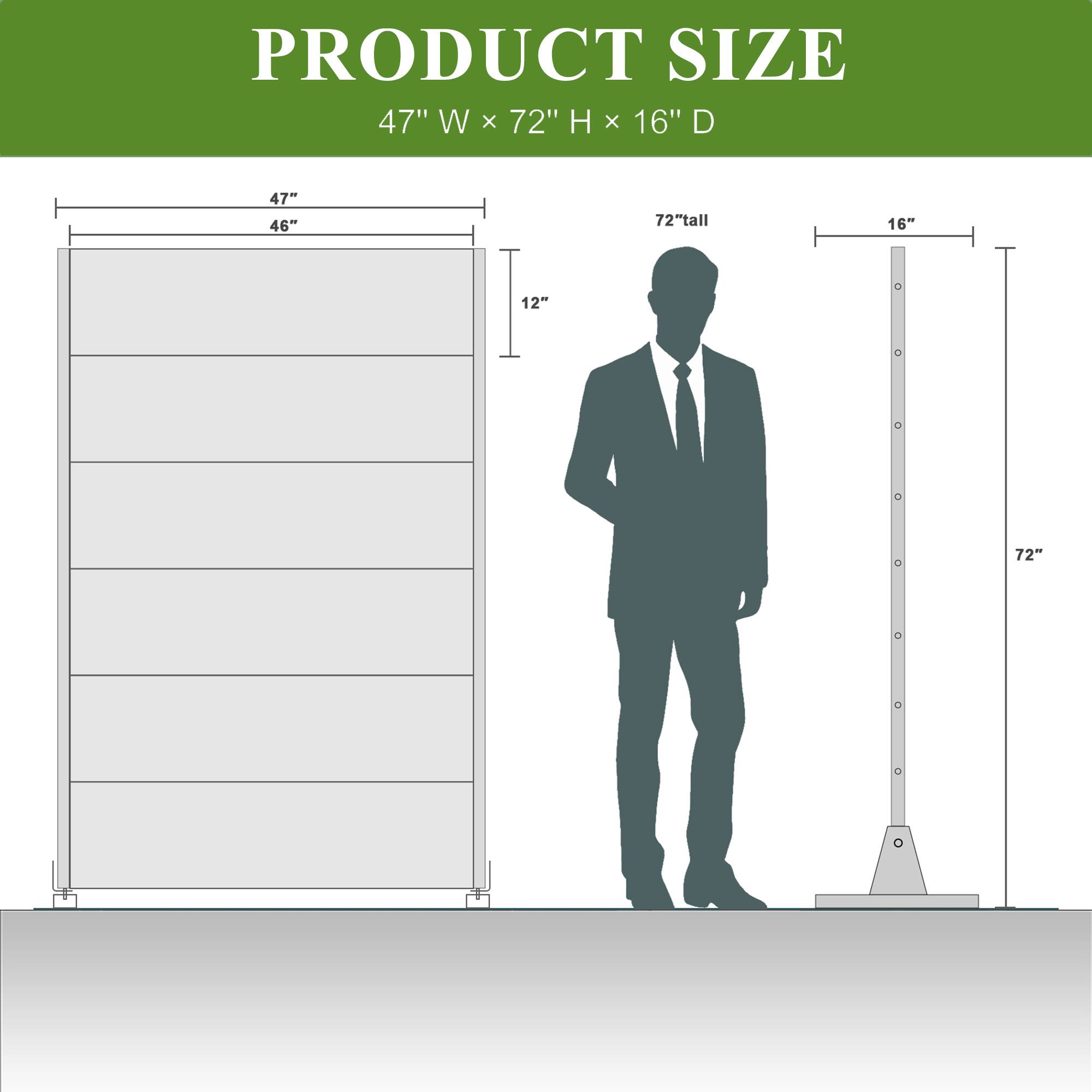 PRODUCT SIZE  
47" W x 72" H x 16" D  

47"  
46"  
12"  

72" tall  
16"  
72"
