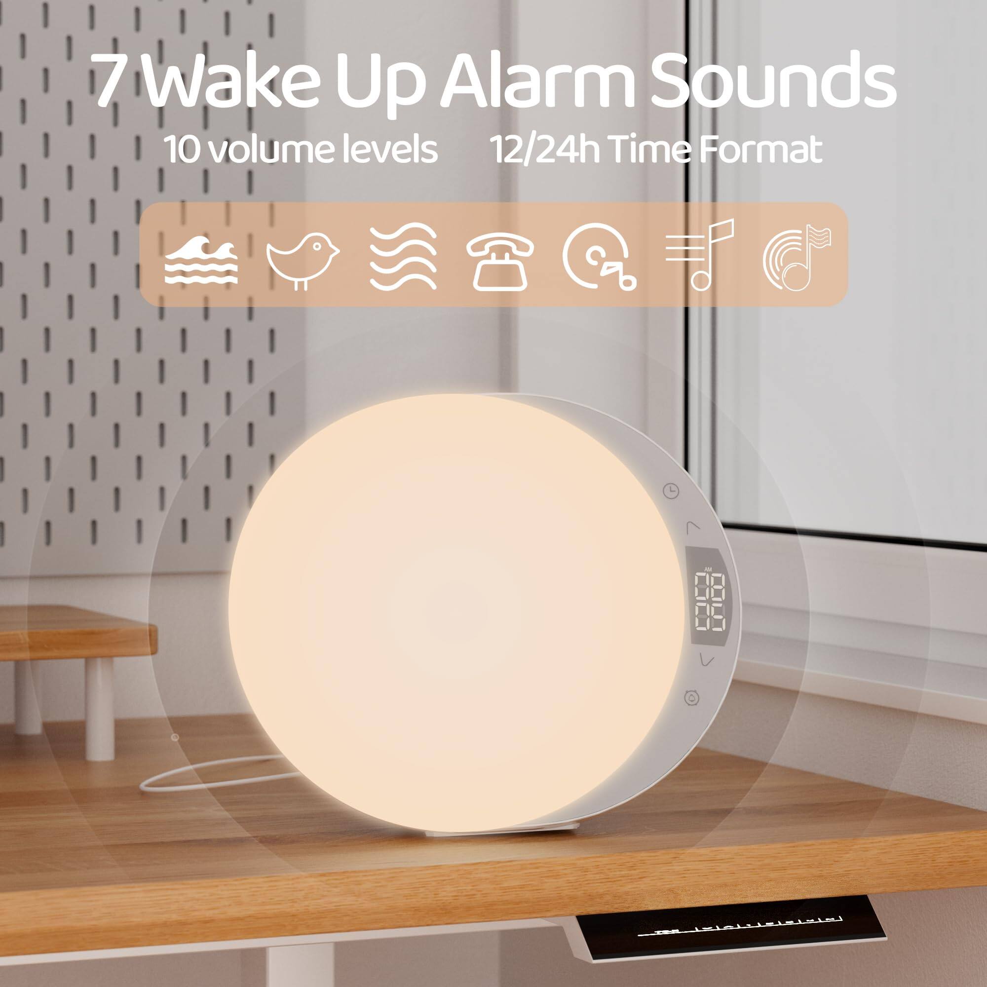 7 Wake Up Alarm Sounds  
10 volume levels  
12/24h Time Format