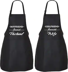 Zulay Kitchen - 2-Pack Funny Aprons for Men & Women - Kitchen Aprons with Adjustable Neck Strap & 2 Large Pockets - Husband & Wife