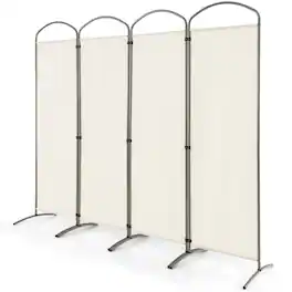 Costway - 4 Panels Folding Room Divider 6 Ft Tall Fabric Privacy Screen - White