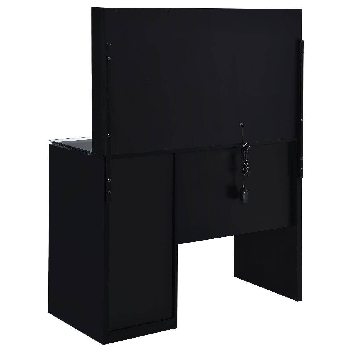 Alt View 6. Loheer - Loheer Black High Gloss Makeup Vanity with LED Mirror and Stool - Black.
