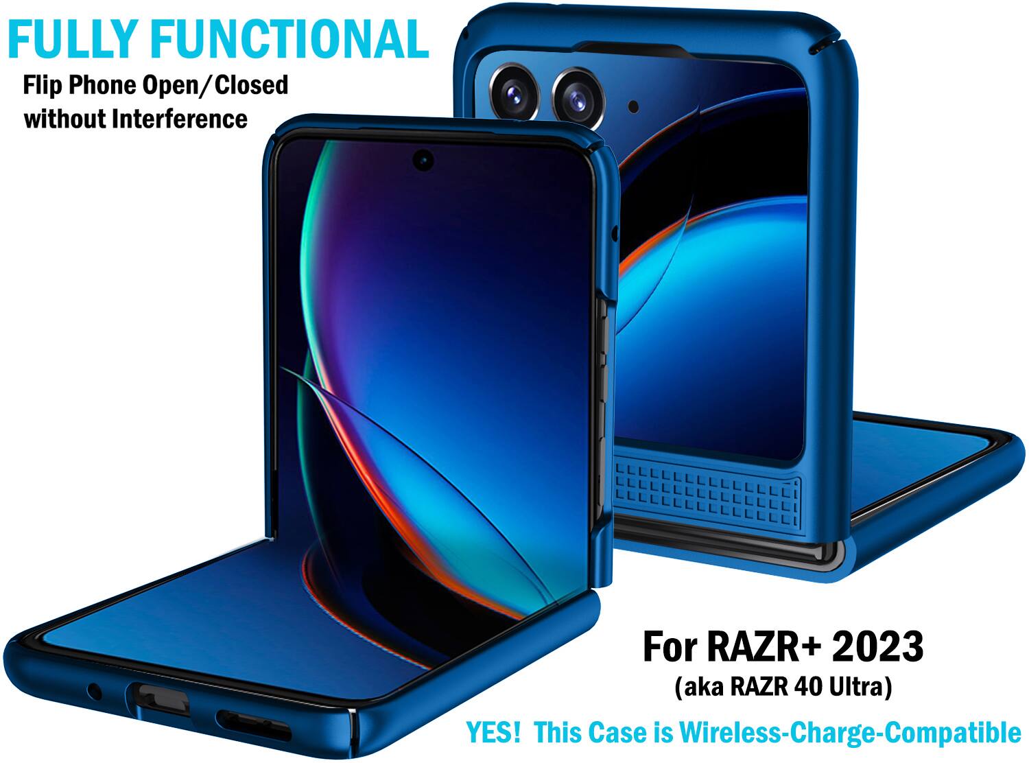 FULLY FUNCTIONAL Flip Phone Open/Closed without Interference For RAZR+ 2023 (aka RAZR 40 Ultra) YES! This Case is Wireless-Charge-Compatible