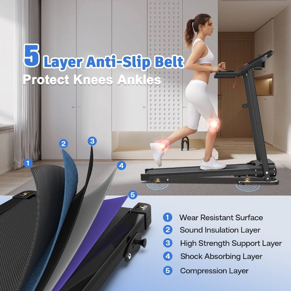 5 Layer Anti-Slip Belt Protect Knees Ankles

1. Wear Resistant Surface
2. Sound Insulation Layer
3. High Strength Support Layer
4. Shock Absorbing Layer
5. Compression Layer