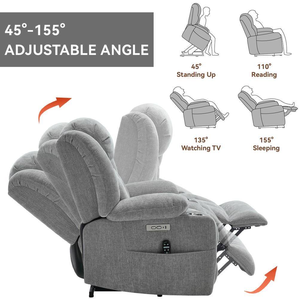 45°-155° Adjustable Angle

45° Standing Up  
110° Reading  
135° Watching TV  
155° Sleeping