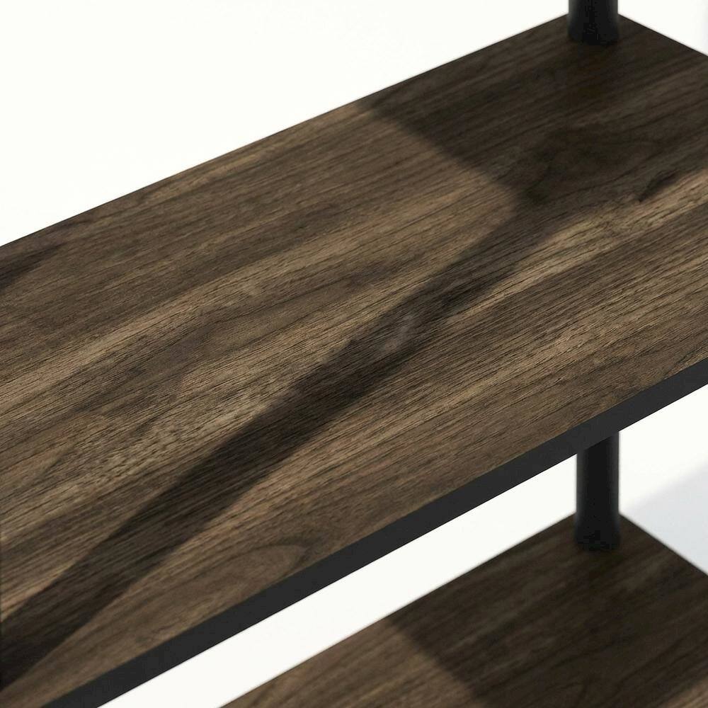 Alt View 1. FurniFact - Wooden Bookcase with Open Shelving for Living Room Storage - Columbia Walnut/Black.