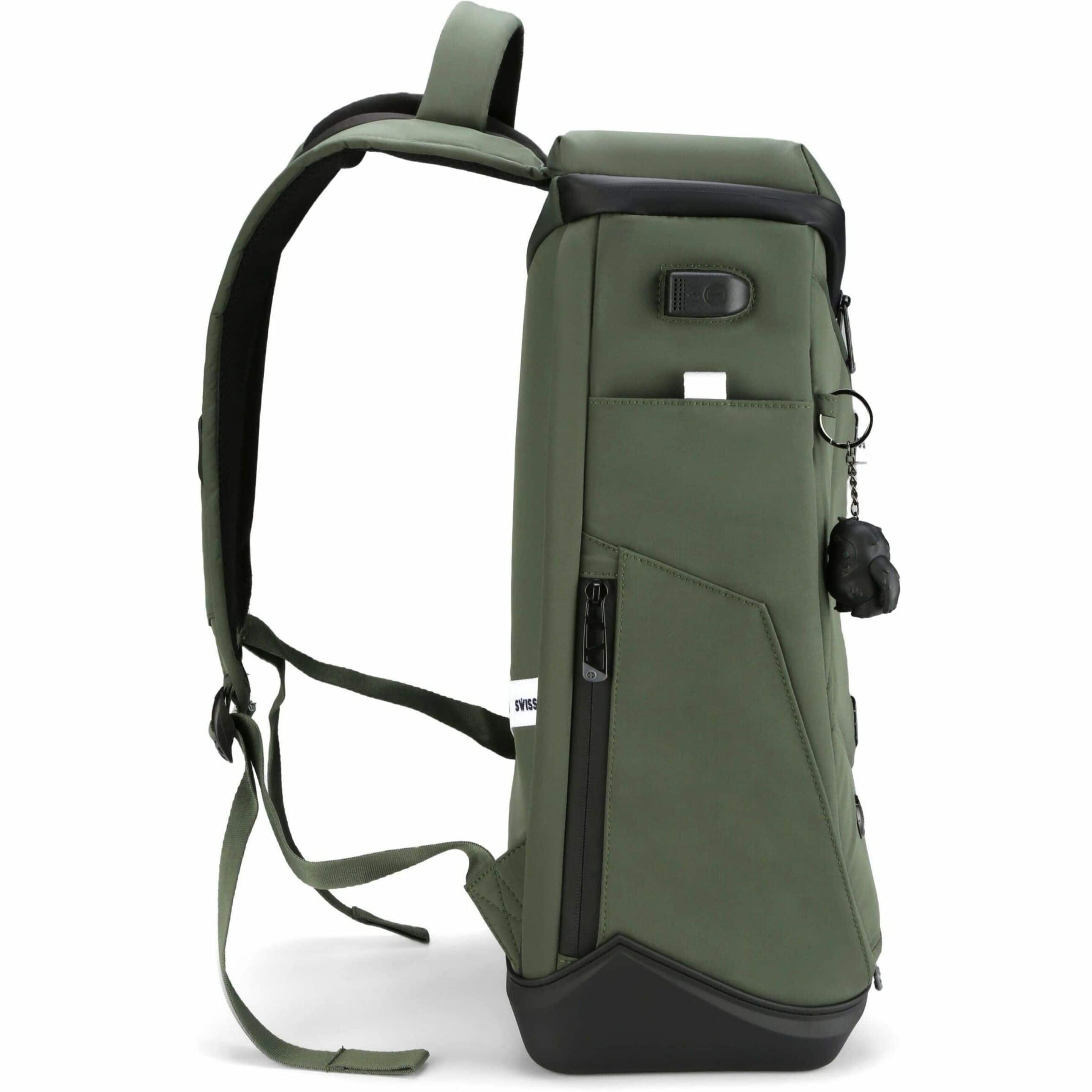 Alt View 13. Swissdigital Design - SEON L+ TSA-Friendly Backpack With USB Charging Port RFID Protection and Fits Up to 16″ Laptop - Dark Green.