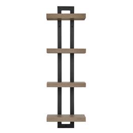 Danya B - 4-Tier Ladder Bracket Wall Shelves - Black Metal and Finish - Walnut