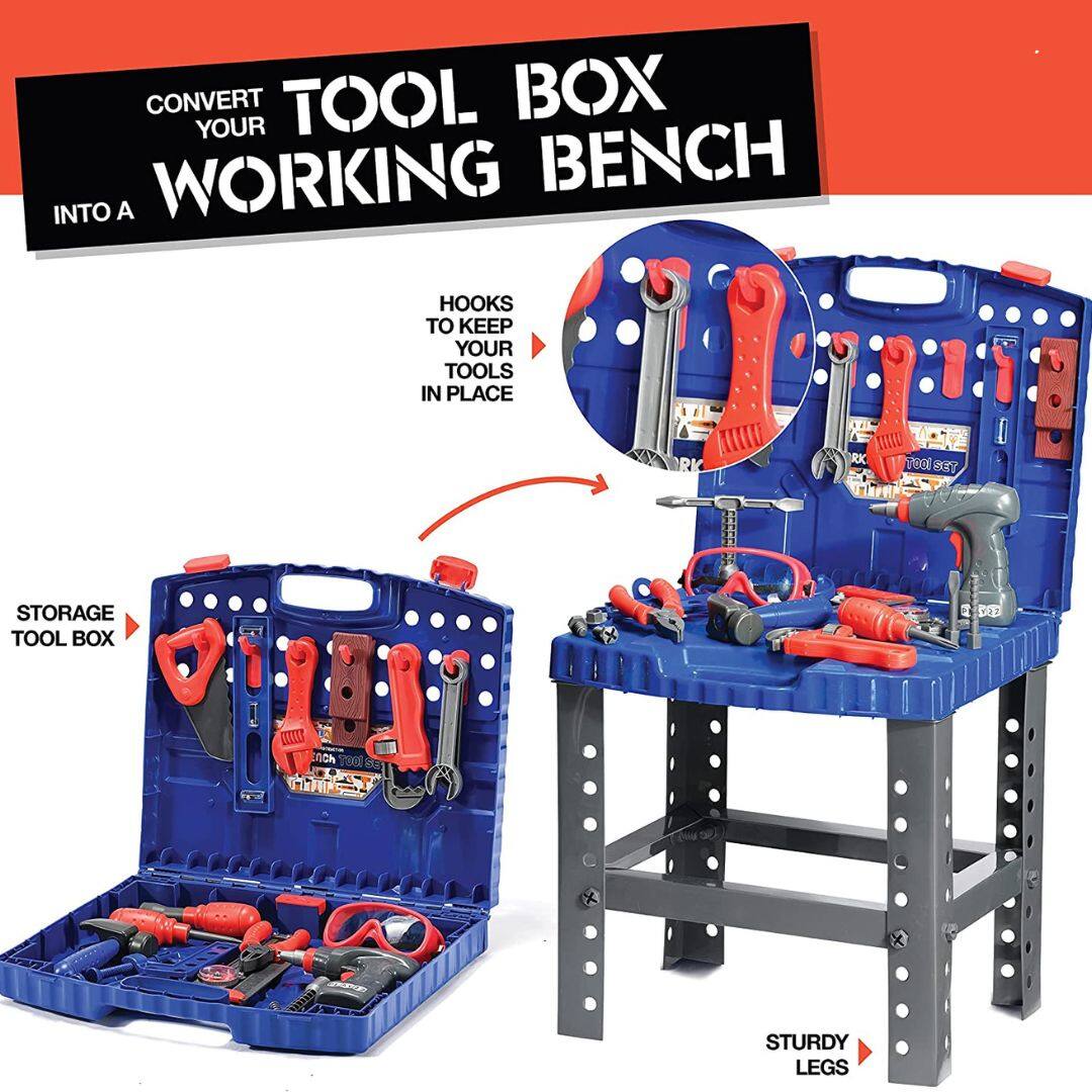 CONVERT YOUR TOOL BOX INTO A WORKING BENCH

- HOOKS TO KEEP YOUR TOOLS IN PLACE
- STORAGE TOOL BOX
- STURDY LEGS