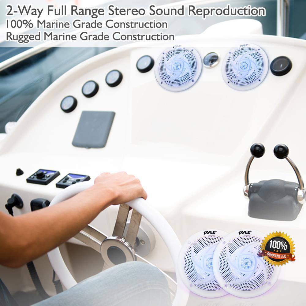 2-Way Full Range Stereo Sound Reproduction  
100% Marine Grade Construction  
Rugged Marine Grade Construction  

PYLE  
100% GUARANTEED