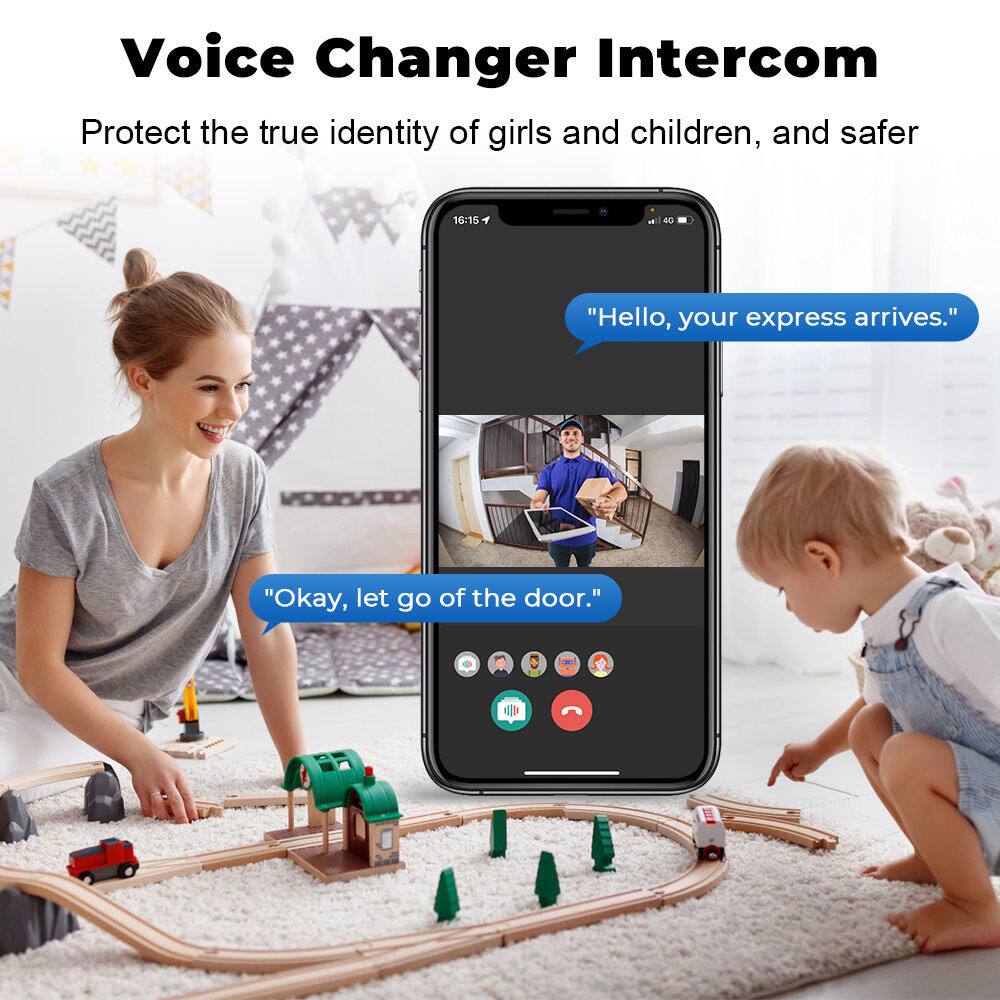 Voice Changer Intercom  
Protect the true identity of girls and children, and safer  

"Hello, your express arrives."  
"Okay, let go of the door."