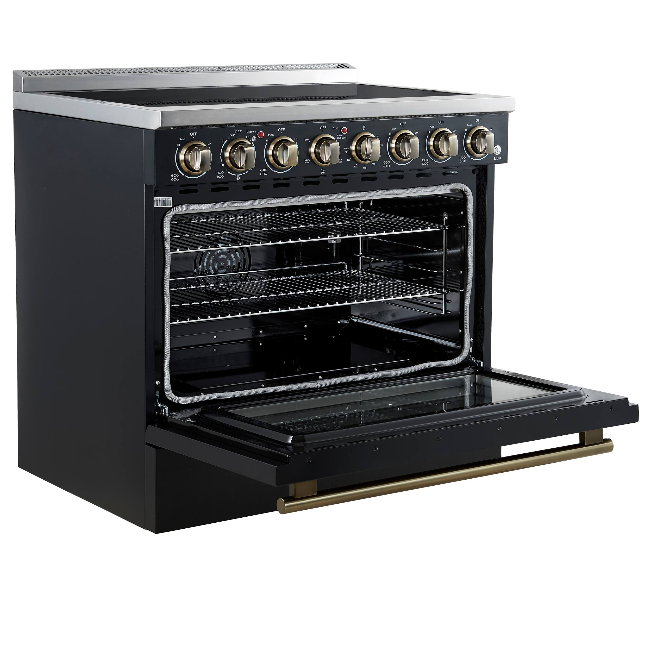 Alt View 4. Forno Appliances - Paolo 5.44 Cu. Ft. Freestanding Electric True Convection Range with Warming Zone - Black.