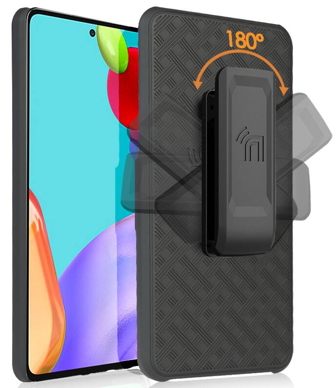 Alt View 3. Nakedcellphone - Case with Stand and Belt Clip Holster for Samsung Galaxy A53 - Black.