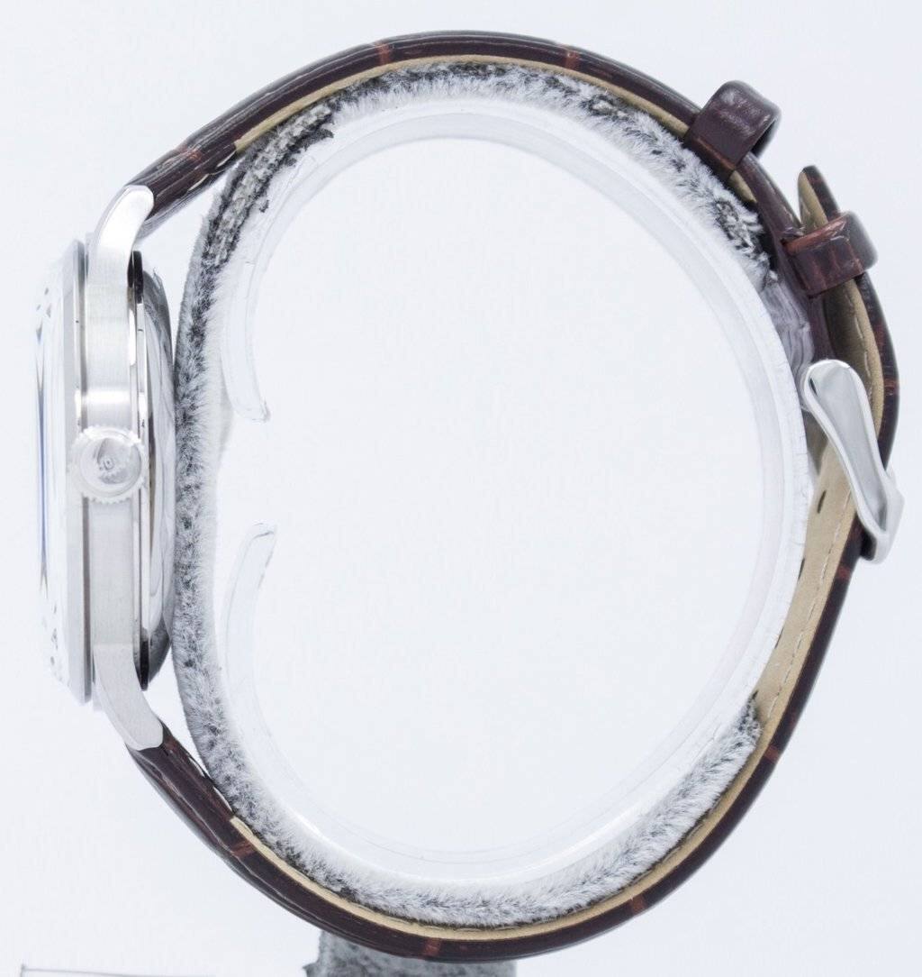 Angle. Orient - Classic-Elegant Open Heart Automatic RA-AG0002S10B Men's Watch - Brown and Silver.