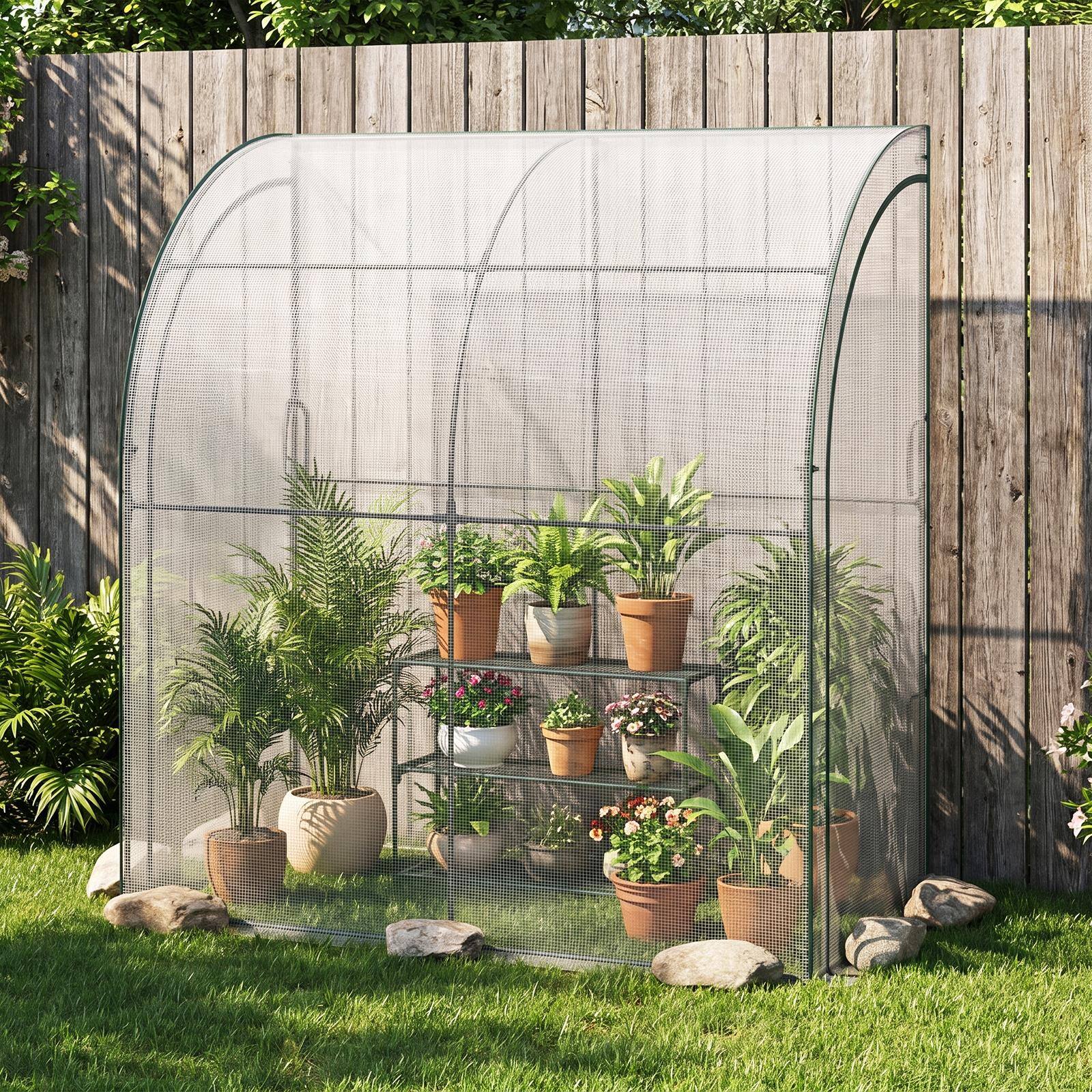 Alt View 3. Costway - Costway 7' x 3.5' x 7' Lean-tohouse Portable Wall House with PE Cover and Shelf 78".