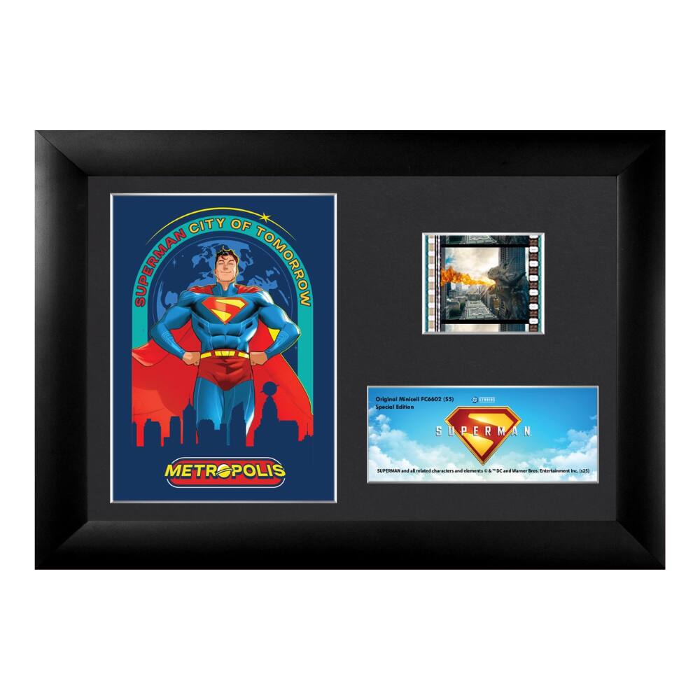 Trend Setters - Superman (2025) (City of Tomorrow) Minicell FilmCells™ Framed Desktop Presentation USFC6602 - Multicolor