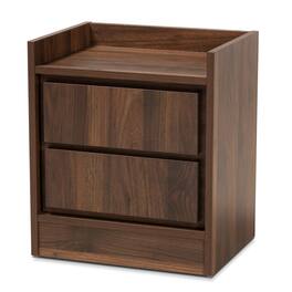 Baxton Studio - Hale Modern and Contemporary Finished Wood 1-Door Nightstand - Walnut brown