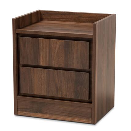 Front. Baxton Studio - Hale Modern and Contemporary Finished Wood 1-Door Nightstand - Walnut brown.