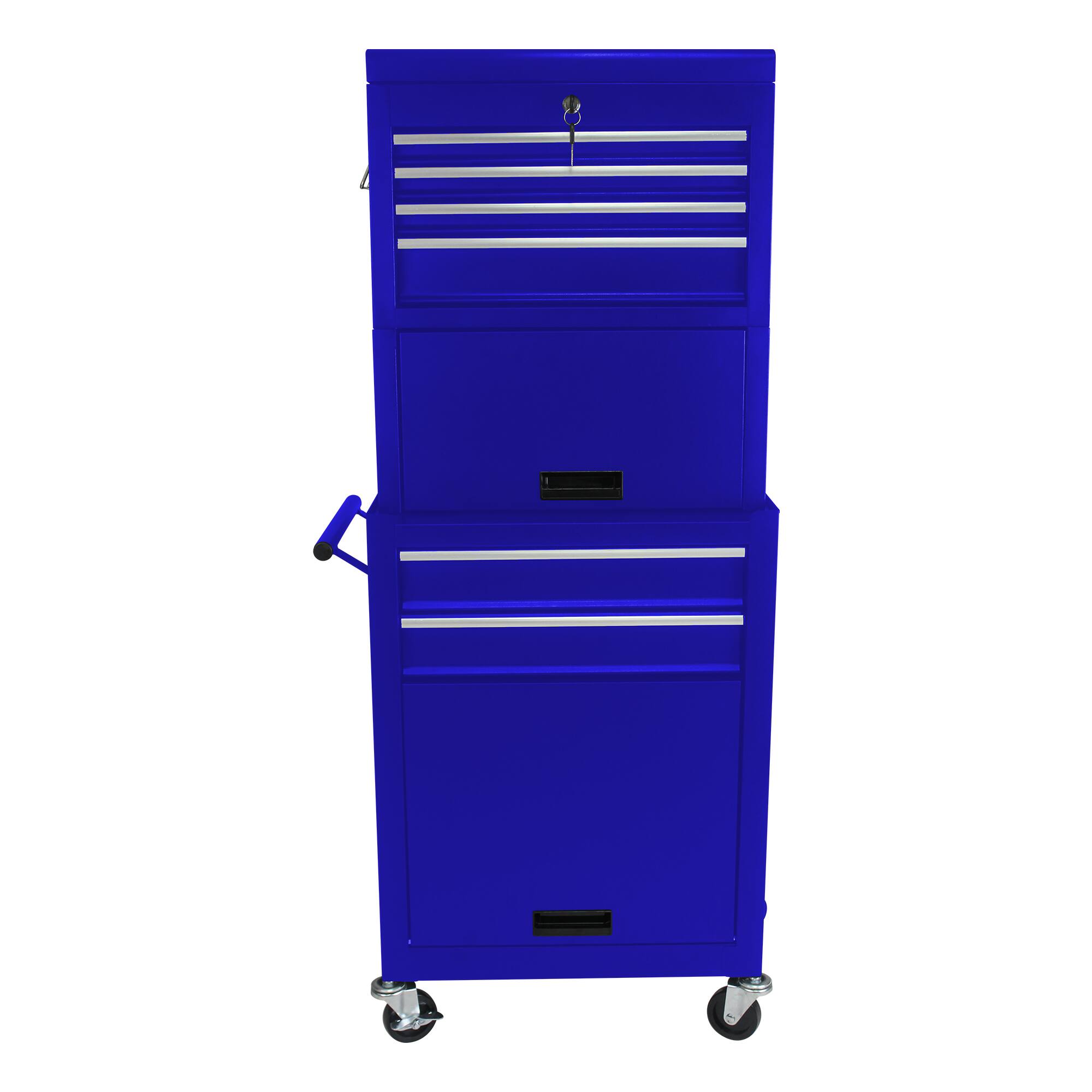 Front. APRILSOUL - 6-Drawer Lockable Rolling Tool Chest 4 Universal Wheels 2 in 1 Detachable Tool Box Storage Organizer - Blue.