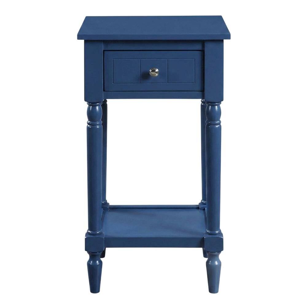 Angle. FurniFact - Traditional style accent table with drawer and shelf for living room use - Blue.