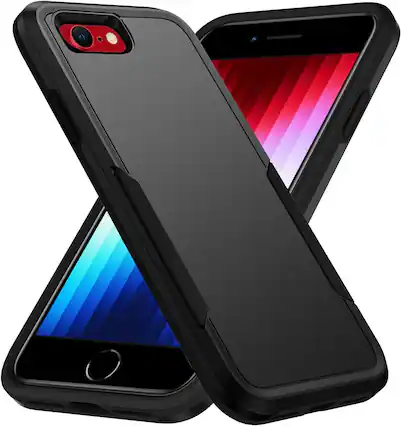 Front. Entronix - Entronix iPhone 8/7/SE Case - Soft-Touch Dual-Layer Protective Cover - Black.