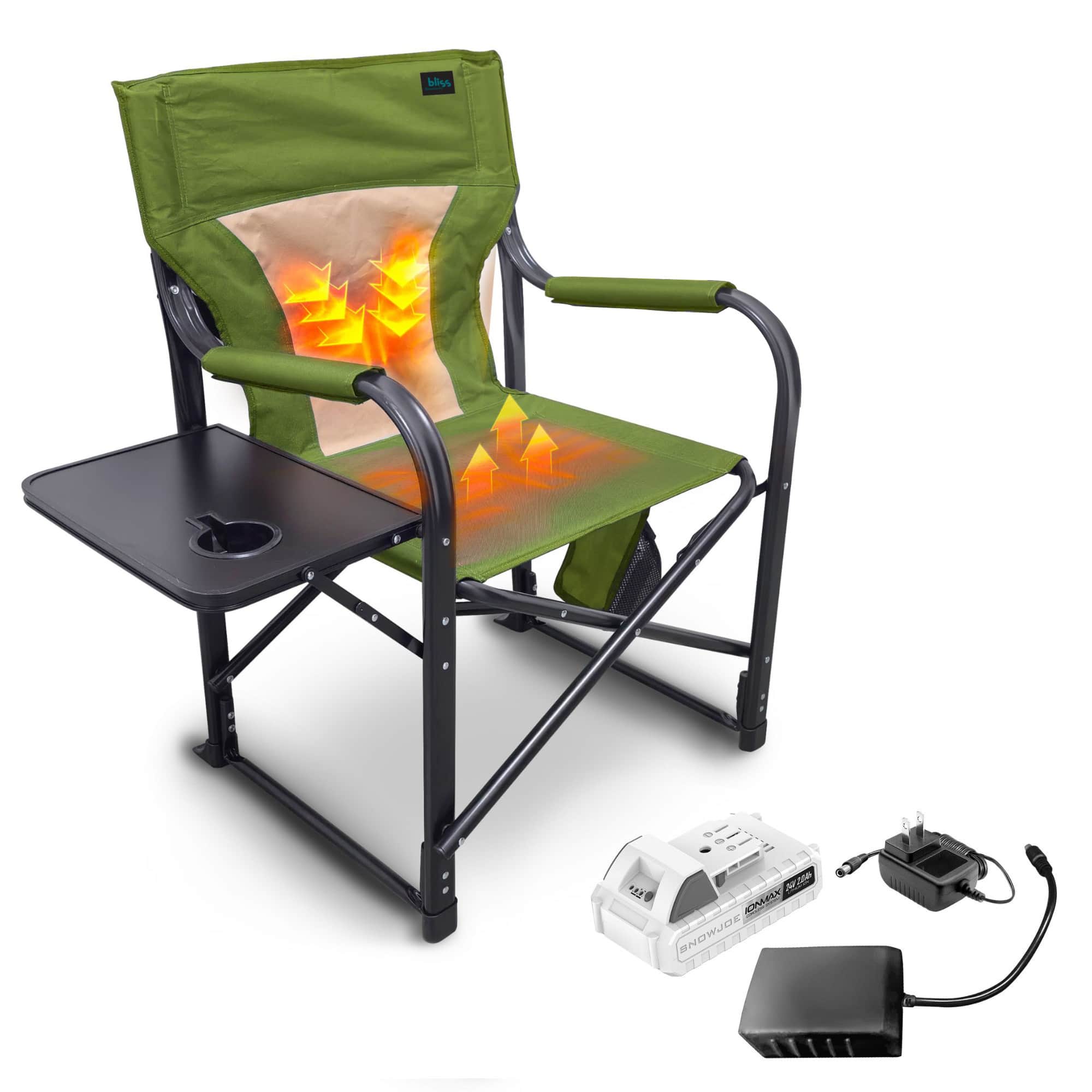 Bliss Hammocks - 24V Heated Seat, Folding Chair w/Battery & 3 Heat Settings - Green