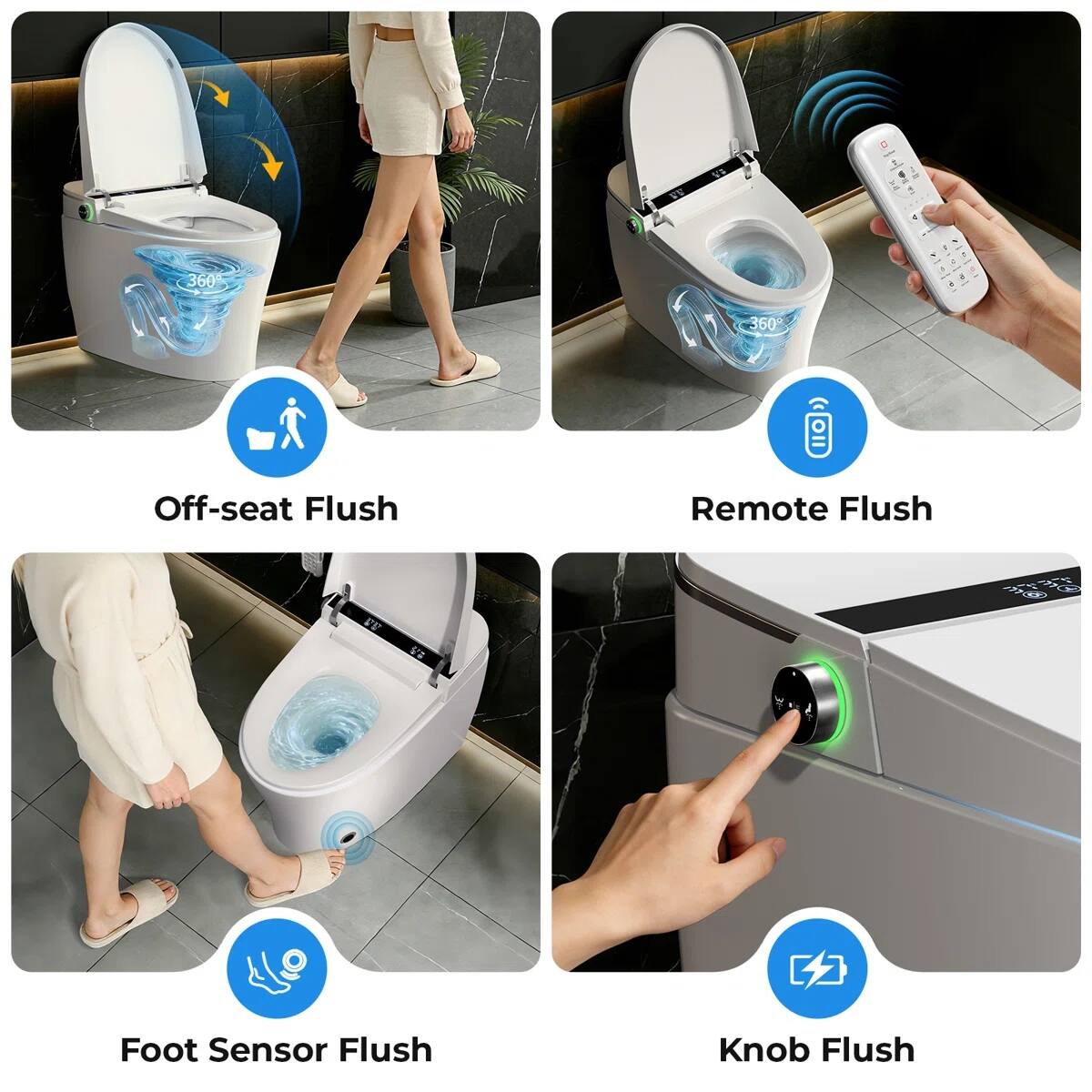 WE - 1  
360° Off-seat Flush  
Remote Flush  
Foot Sensor Flush  
Knob Flush