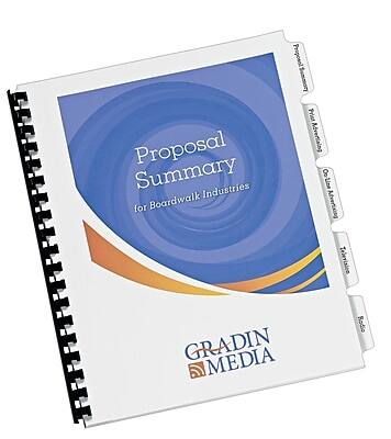 Proposal Summary  
for Boardwalk Industries  

GRADIN MEDIA  

Industries for Boardwalk Proposal  
Advertising  
On-Line Advertising  
Television  
Radio