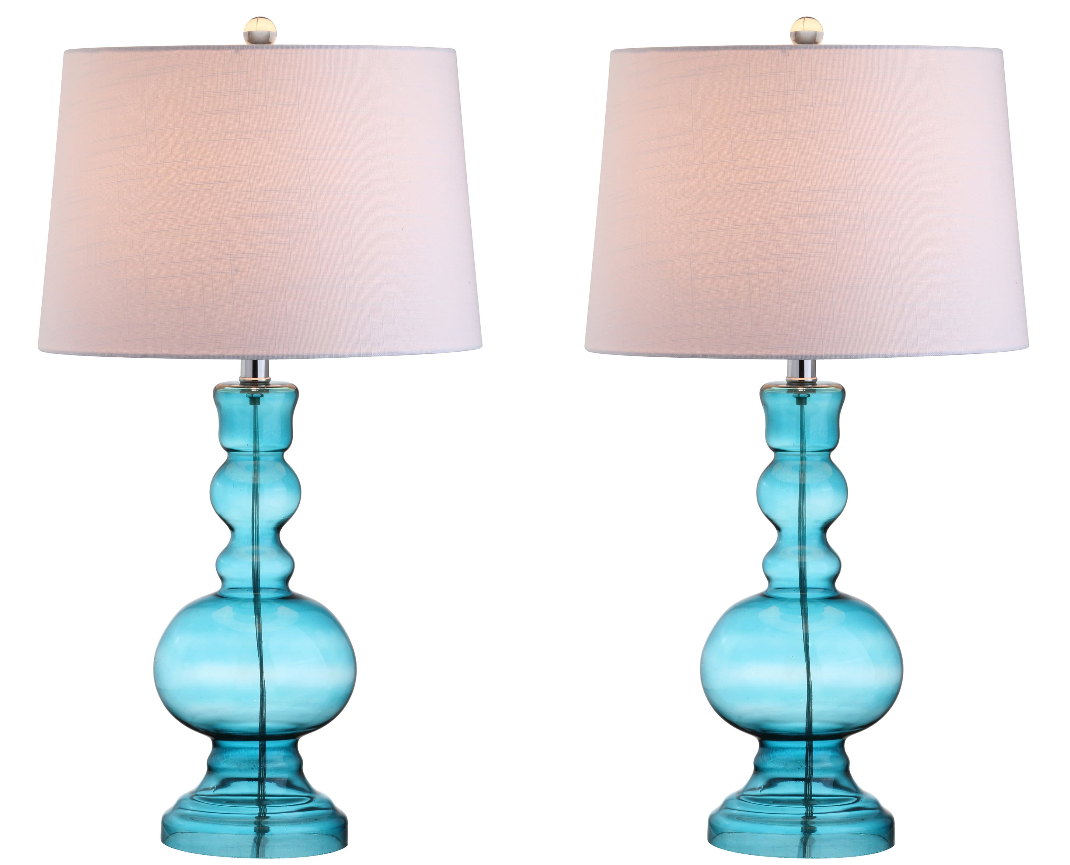 Jonathan Y - Genie 28.5" Glass LED Table Lamp, (Set of 2) - Aqua