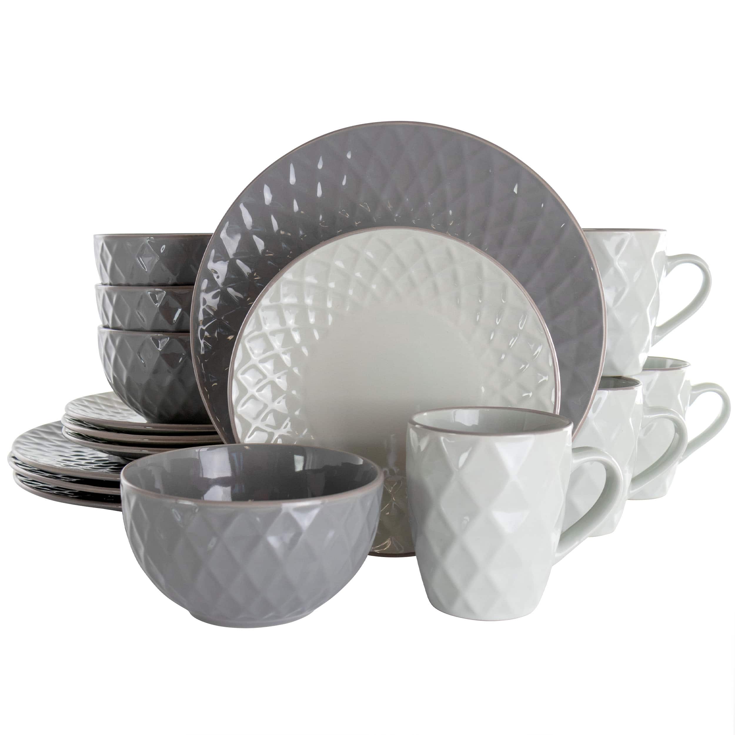 Elama - Tahitian Diamond 16 Piece Stoneware Dinnerware Set and Pearl - Slate price history on PriceWatchPro