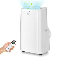 Costway 6350 BTU (9000BTU ASHRAE) Portable Air Conditioner 3-in-1 Air Cooler Fan Dehumidifier w/ Remote - White - Front_Zoom