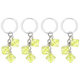 Unique Bargains - 4pcs Lucky Dice Keychain Charm, Resin 3D Cube Mini Dice Keyrings with 3 Pendants for Bag, Wallet, Purse, Car, Phone - Yellow