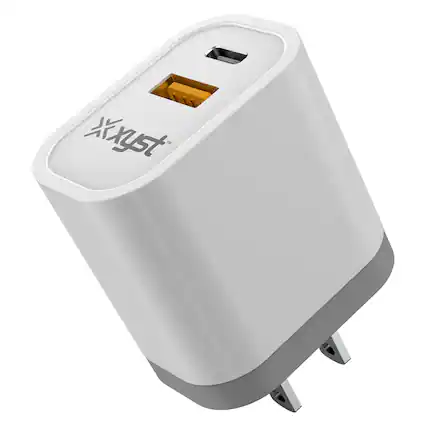 Front. Xyst - 3.4-Amp Dual USB Wall Charger with USB Port and USB Type-C Port - White.