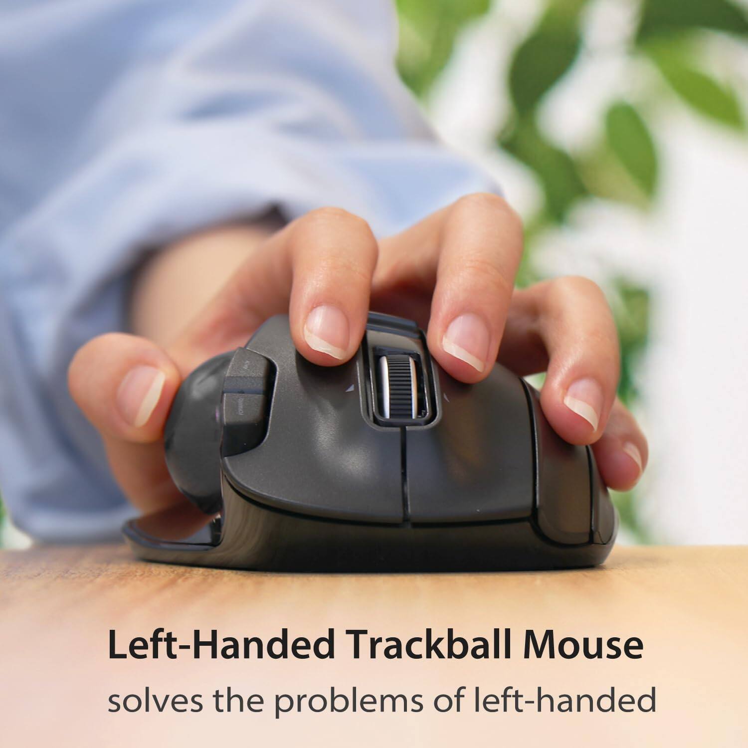 Left-Handed Trackball Mouse  
solves the problems of left-handed users
